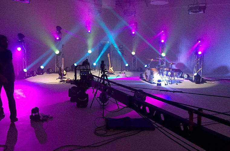 Moving lights with a jib